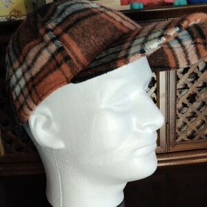 Men's Plaid Wool Cap in Brown and Black